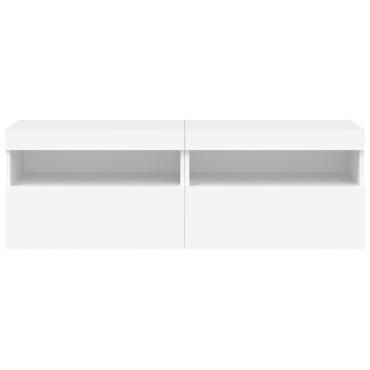 vidaXL Έπιπλα Τοίχου Τηλεόρασης με LED 2 τεμ. Λευκά 60x30x40cm