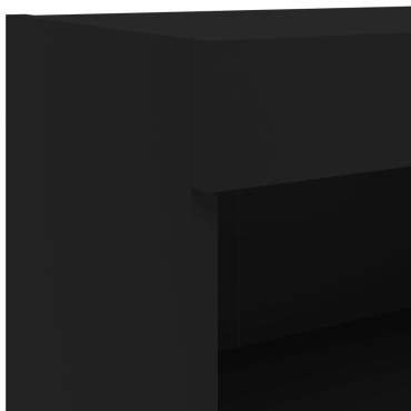 vidaXL Έπιπλα Τοίχου Τηλεόρασης με LED 2 τεμ. Μαύρα 60x30x40cm