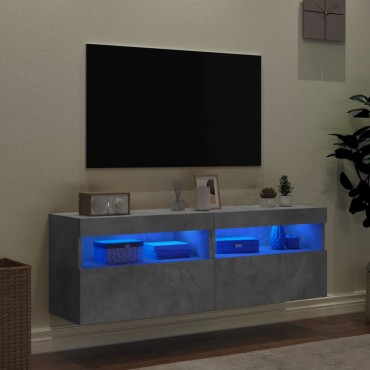 vidaXL Έπιπλα Τηλεόρασης με LED 2 τεμ. Γκρι Σκυροδέματος 60x30x40cm
