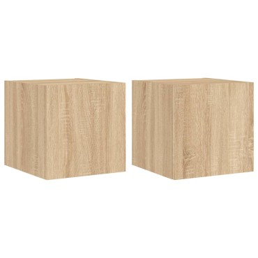 vidaXL Έπιπλα Τοίχου Τηλ. με LED 2 τεμ. Sonoma Δρυς 30,5x35x30cm