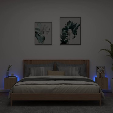 vidaXL Έπιπλα Τοίχου Τηλ. με LED 2 τεμ. Sonoma Δρυς 30,5x35x30cm