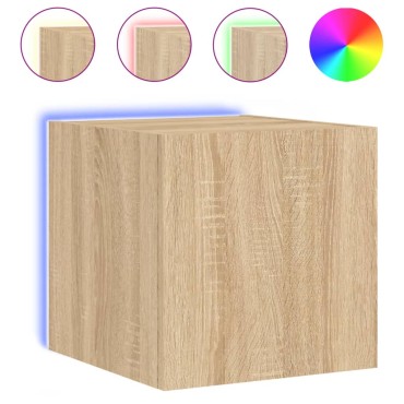 vidaXL Έπιπλα Τοίχου Τηλ. με LED 2 τεμ. Sonoma Δρυς 30,5x35x30cm