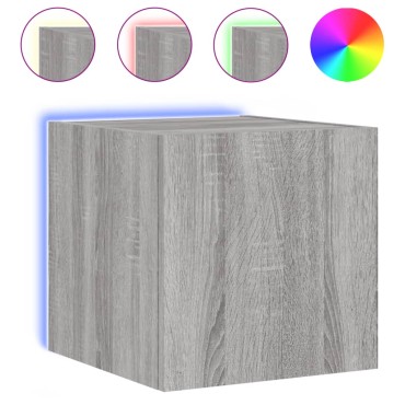 vidaXL Έπιπλο Τοίχου Τηλεόρασης με LED Γκρι Sonoma 30,5x35x30cm