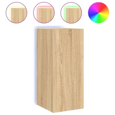vidaXL Έπιπλα Τοίχου Τηλ. με LED 2 τεμ. Sonoma Δρυς 30,5x35x70cm