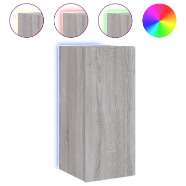 vidaXL Έπιπλο Τοίχου Τηλεόρασης με LED Γκρι Sonoma 30,5x35x70cm