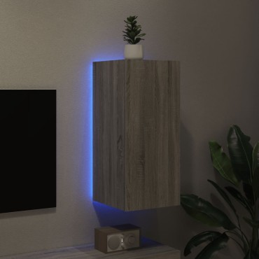 vidaXL Έπιπλο Τοίχου Τηλεόρασης με LED Γκρι Sonoma 30,5x35x70cm