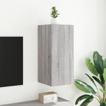 vidaXL Έπιπλο Τοίχου Τηλεόρασης με LED Γκρι Sonoma 30,5x35x70cm