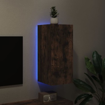 vidaXL Έπιπλο Τοίχου Τηλεόρασης με LED Καπνιστή Δρυς 30,5x35x70cm