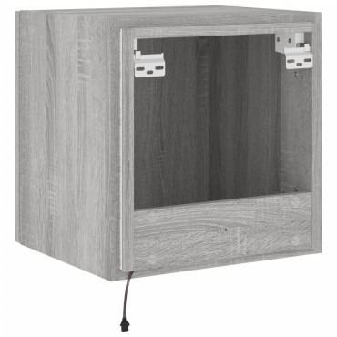 vidaXL Έπιπλο Τοίχου Τηλεόρασης με LED Γκρι Sonoma 40,5x35x40cm