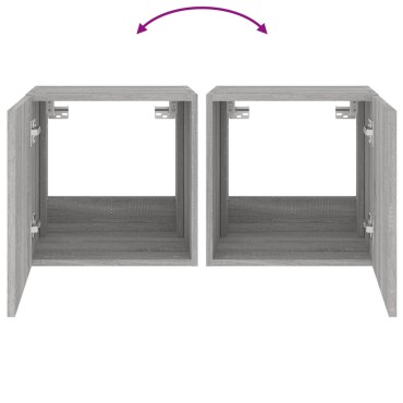 vidaXL Έπιπλο Τοίχου Τηλεόρασης με LED Γκρι Sonoma 40,5x35x40cm