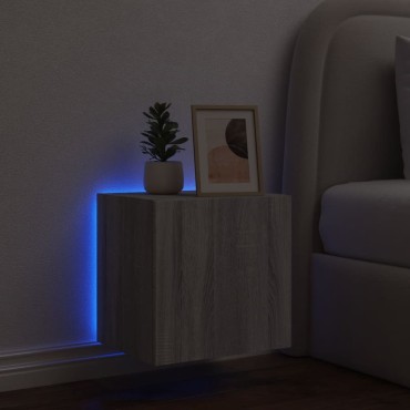 vidaXL Έπιπλο Τοίχου Τηλεόρασης με LED Γκρι Sonoma 40,5x35x40cm