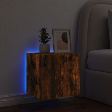 vidaXL Έπιπλο Τοίχου Τηλεόρασης με LED Καπνιστή Δρυς 40,5x35x40cm