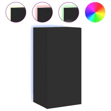 vidaXL Έπιπλο Τοίχου Τηλεόρασης με LED Μαύρο 40,5x35x80cm