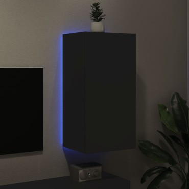 vidaXL Έπιπλο Τοίχου Τηλεόρασης με LED Μαύρο 40,5x35x80cm