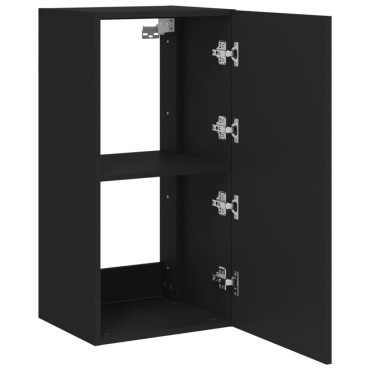 vidaXL Έπιπλο Τοίχου Τηλεόρασης με LED Μαύρο 40,5x35x80cm