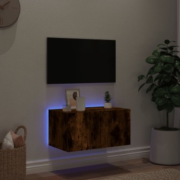 vidaXL Έπιπλο Τοίχου Τηλεόρασης με LED Καπνιστή Δρυς 60x35x31cm