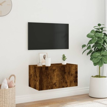 vidaXL Έπιπλο Τοίχου Τηλεόρασης με LED Καπνιστή Δρυς 60x35x31cm