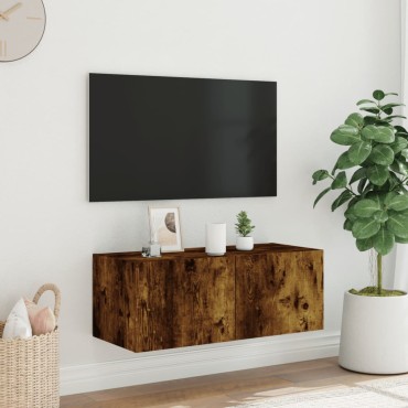 vidaXL Έπιπλο Τοίχου Τηλεόρασης με LED Καπνιστή Δρυς 80x35x31cm