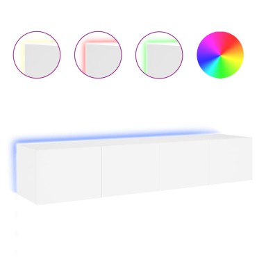 vidaXL Έπιπλα Τοίχου Τηλεόρασης με LED 2 τεμ. Λευκά 80x35x31cm