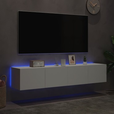 vidaXL Έπιπλα Τοίχου Τηλεόρασης με LED 2 τεμ. Λευκά 80x35x31cm