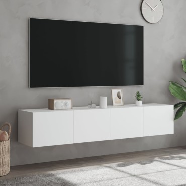 vidaXL Έπιπλα Τοίχου Τηλεόρασης με LED 2 τεμ. Λευκά 80x35x31cm