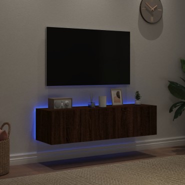 vidaXL Έπιπλα Τοίχου Τηλεόρασης LED 2 τεμ. Καφέ Δρυς 60x35x31cm