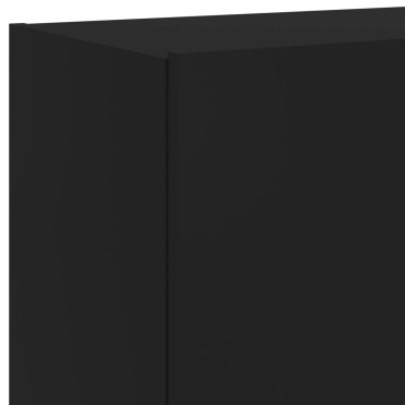 vidaXL Έπιπλα Τοίχου Τηλεόρασης με LED 2 τεμ. Μαύρα 60x35x41cm