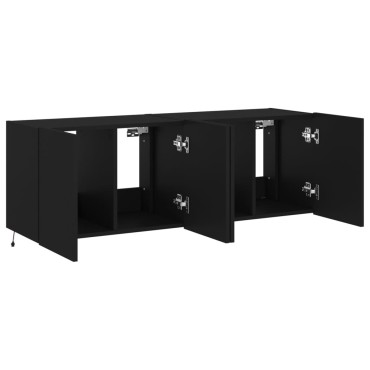vidaXL Έπιπλα Τοίχου Τηλεόρασης με LED 2 τεμ. Μαύρα 60x35x41cm