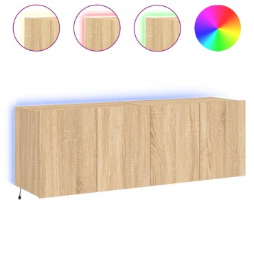 vidaXL Έπιπλα Τοίχου Τηλ. με LED 2 τεμ. Sonoma Δρυς 60x35x41cm
