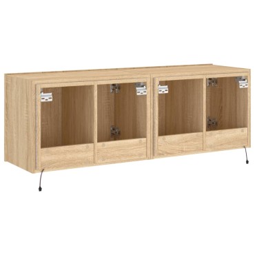 vidaXL Έπιπλα Τοίχου Τηλ. με LED 2 τεμ. Sonoma Δρυς 60x35x41cm
