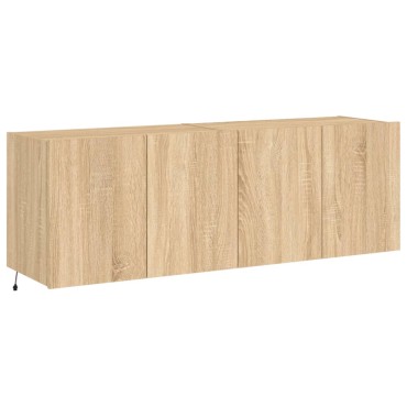vidaXL Έπιπλα Τοίχου Τηλ. με LED 2 τεμ. Sonoma Δρυς 60x35x41cm
