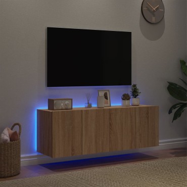 vidaXL Έπιπλα Τοίχου Τηλ. με LED 2 τεμ. Sonoma Δρυς 60x35x41cm