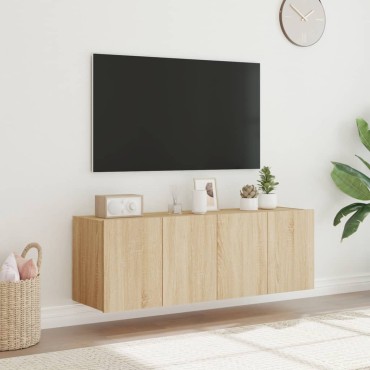 vidaXL Έπιπλα Τοίχου Τηλ. με LED 2 τεμ. Sonoma Δρυς 60x35x41cm