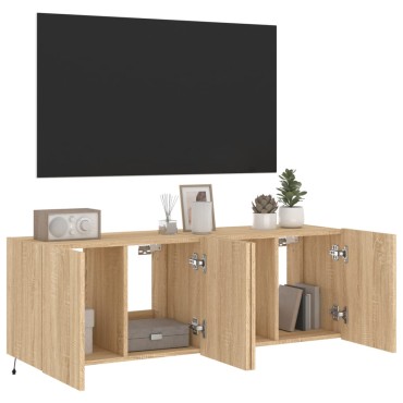 vidaXL Έπιπλα Τοίχου Τηλ. με LED 2 τεμ. Sonoma Δρυς 60x35x41cm