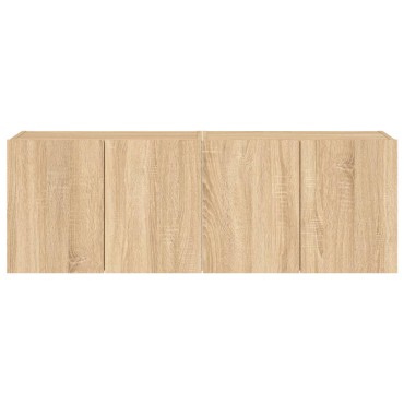 vidaXL Έπιπλα Τοίχου Τηλ. με LED 2 τεμ. Sonoma Δρυς 60x35x41cm