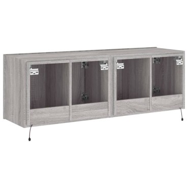 vidaXL Έπιπλα Τοίχου Τηλ. με LED 2 τεμ. Γκρι Sonoma 60x35x41cm