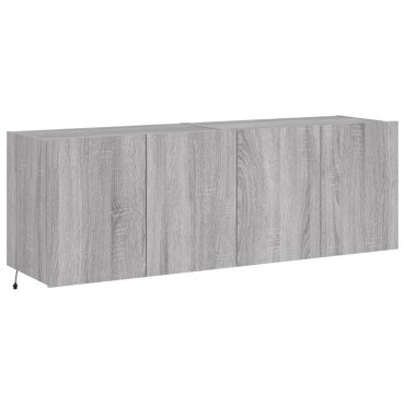 vidaXL Έπιπλα Τοίχου Τηλ. με LED 2 τεμ. Γκρι Sonoma 60x35x41cm