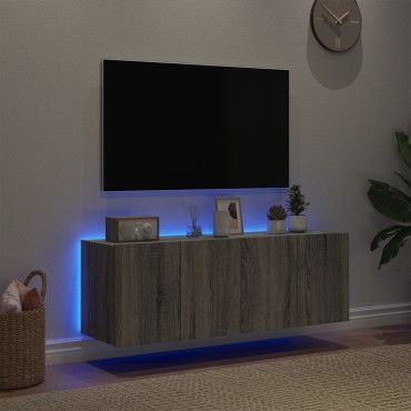 vidaXL Έπιπλα Τοίχου Τηλ. με LED 2 τεμ. Γκρι Sonoma 60x35x41cm