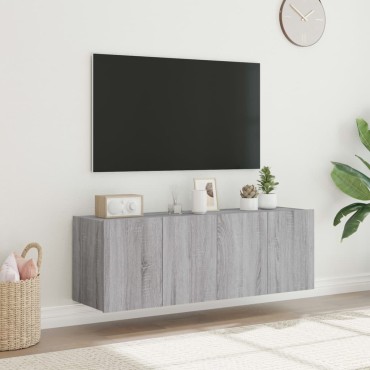 vidaXL Έπιπλα Τοίχου Τηλ. με LED 2 τεμ. Γκρι Sonoma 60x35x41cm