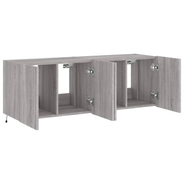 vidaXL Έπιπλα Τοίχου Τηλ. με LED 2 τεμ. Γκρι Sonoma 60x35x41cm