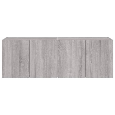 vidaXL Έπιπλα Τοίχου Τηλ. με LED 2 τεμ. Γκρι Sonoma 60x35x41cm