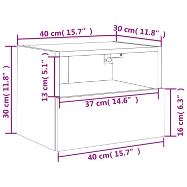 vidaXL Έπιπλο Τοίχου Τηλεόρασης Καφέ Δρυς 40x30x30cm Επεξ. Ξύλο