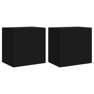 vidaXL Έπιπλα Τηλεόρασης Τοίχου 2 τεμ. Μαύρα 40,5x30x40cm Επεξ. Ξύλο
