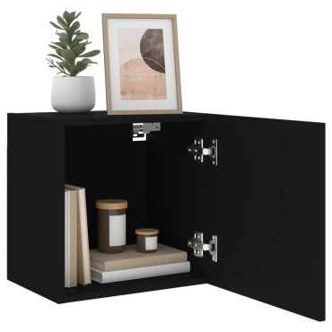 vidaXL Έπιπλα Τηλεόρασης Τοίχου 2 τεμ. Μαύρα 40,5x30x40cm Επεξ. Ξύλο