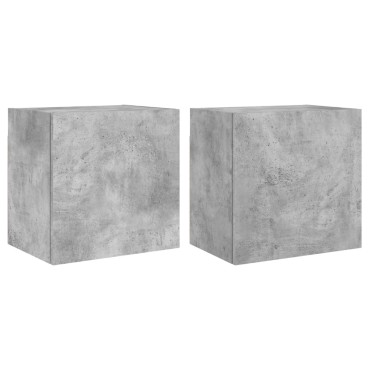 vidaXL Έπιπλα Τηλεόρασης 2 τεμ. Γκρι Σκυρ. 40,5x30x40cm Επεξ. Ξύλο