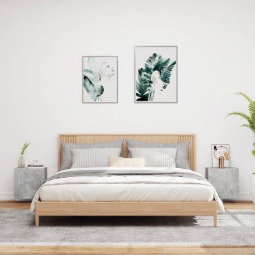 vidaXL Έπιπλα Τηλεόρασης 2 τεμ. Γκρι Σκυρ. 40,5x30x40cm Επεξ. Ξύλο
