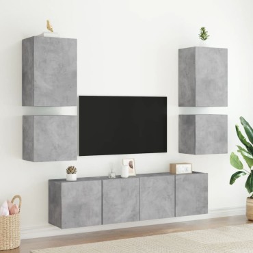 vidaXL Έπιπλα Τηλεόρασης 2 τεμ. Γκρι Σκυρ. 40,5x30x40cm Επεξ. Ξύλο