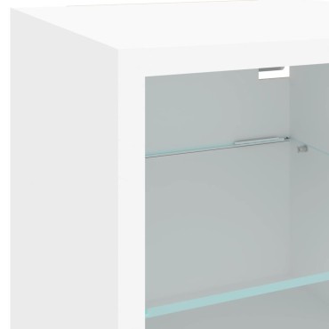 vidaXL Έπιπλα Τοίχου Τηλεόρασης με LED 2 τεμ. Λευκά 30x28,5x30cm