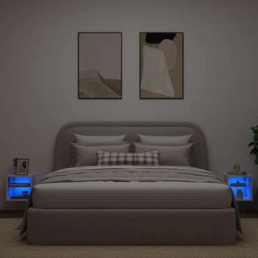 vidaXL Έπιπλα Τοίχου Τηλεόρασης με LED 2 τεμ. Λευκά 30x28,5x30cm