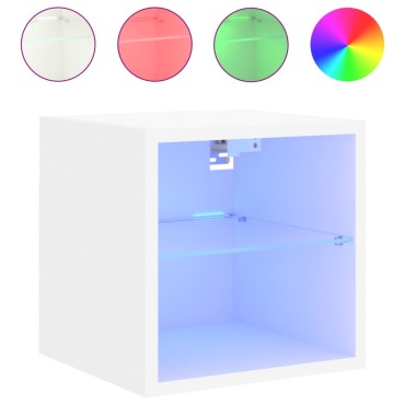 vidaXL Έπιπλα Τοίχου Τηλεόρασης με LED 2 τεμ. Λευκά 30x28,5x30cm